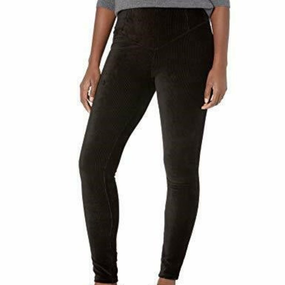 NWT! HUE HIGH RISE CORDUROY BLACK LEGGINGS XS